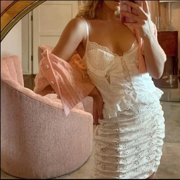 For Love & Lemons White Sofie Eyelet Dress cutout Dress